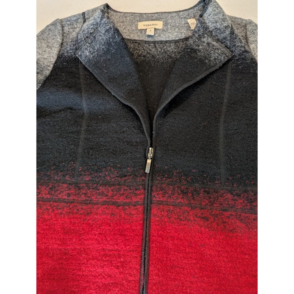 Venario Zip Front Jacket Black Red Ombré Modern Minimalist Small - Picture 4 of 8